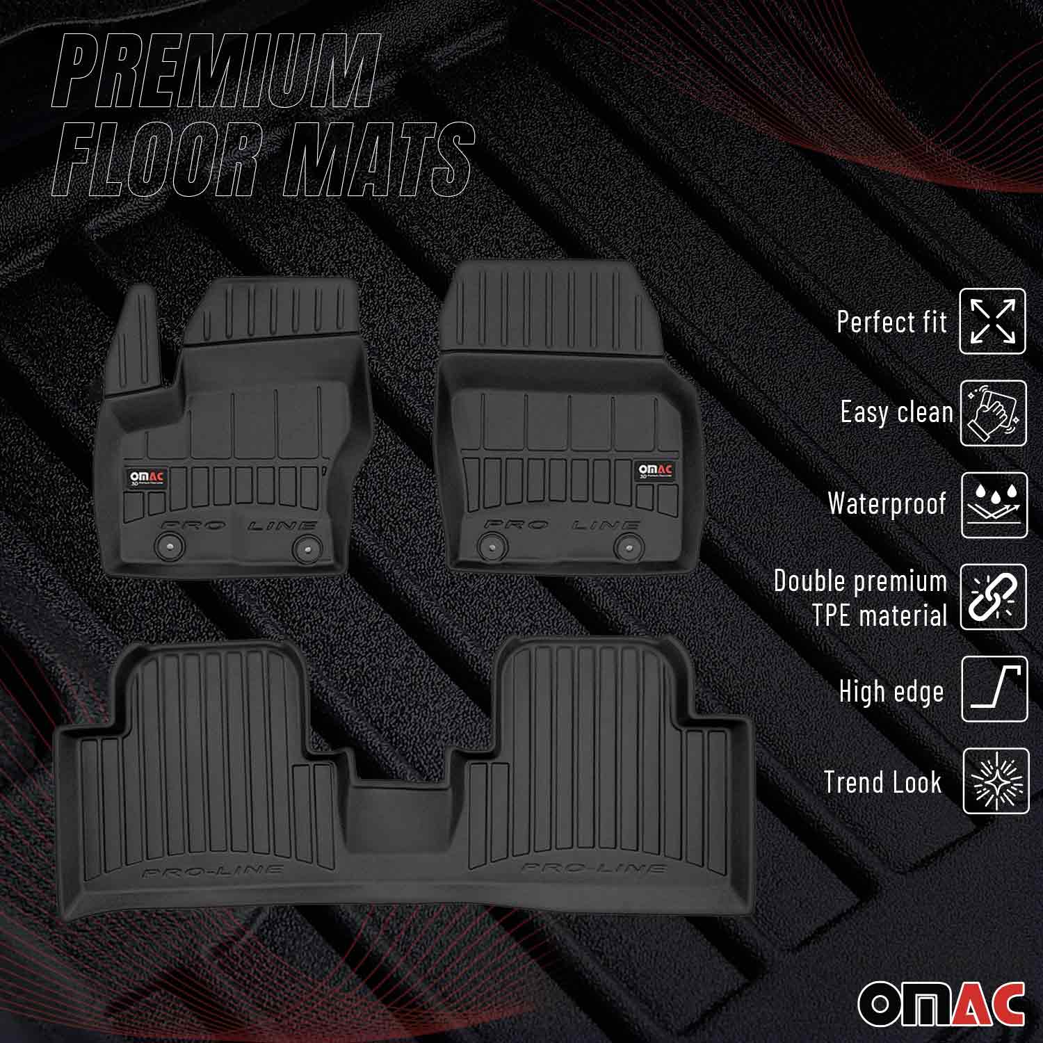 OMAC Gummi Fußmatten für Ford Grand C-Max 2010-2019 Premium Gummi Schwarz 3tlg