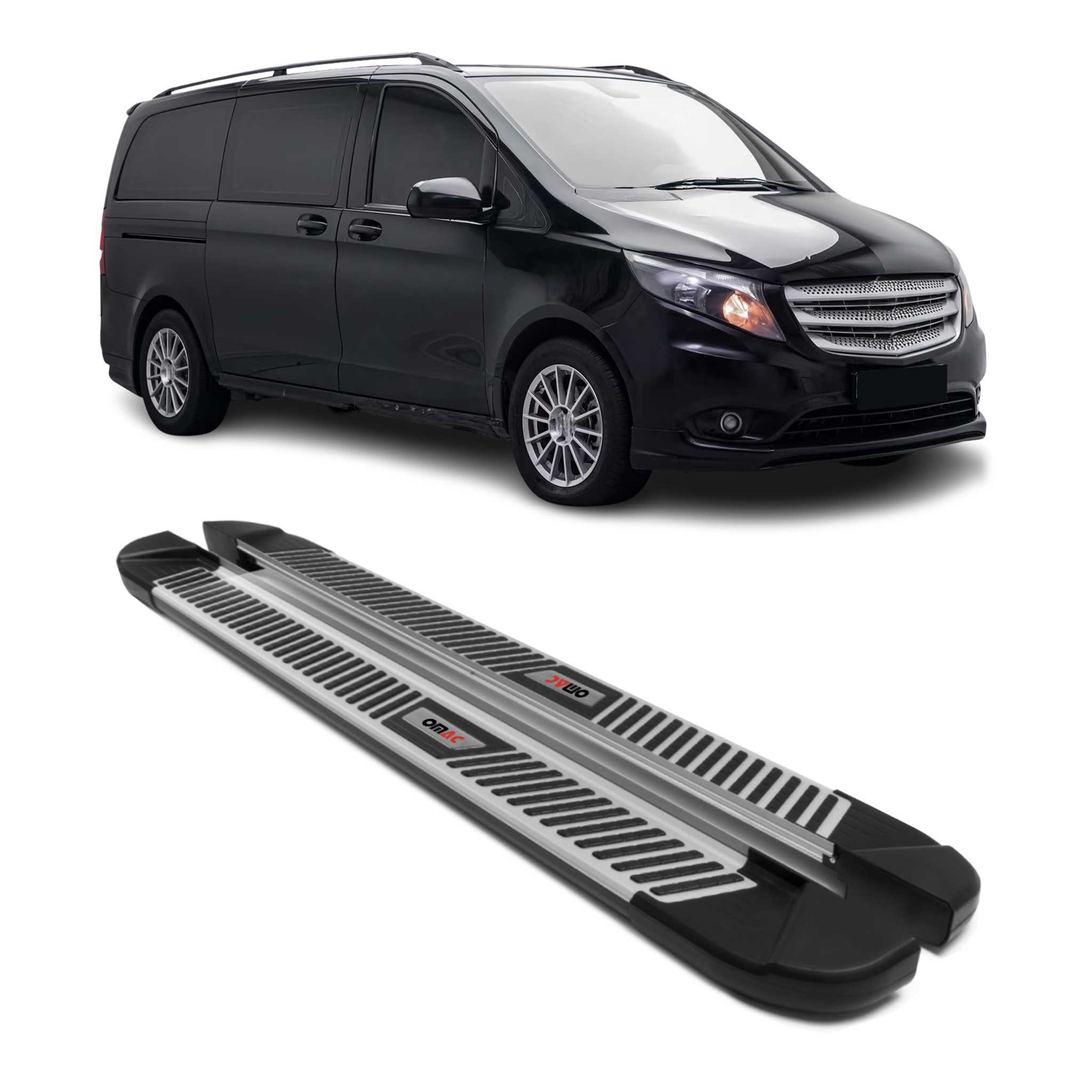 Trittbretter Seitenbretter für Mercedes Vito W447 2014-2026 L1/L2 Alu Schwarz