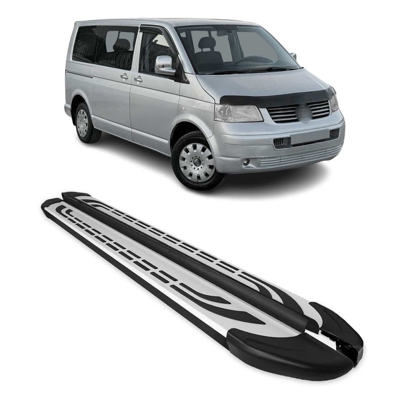 Trittbretter Seitenschweller für VW Transporter T5 2003-15 L1 Kurzer Schwarz Alu