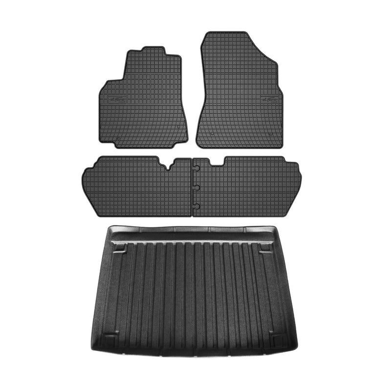 Fußmatten & Kofferraumwanne Set für Citroen Berlingo 2008-2018 Obere Gummi 5x