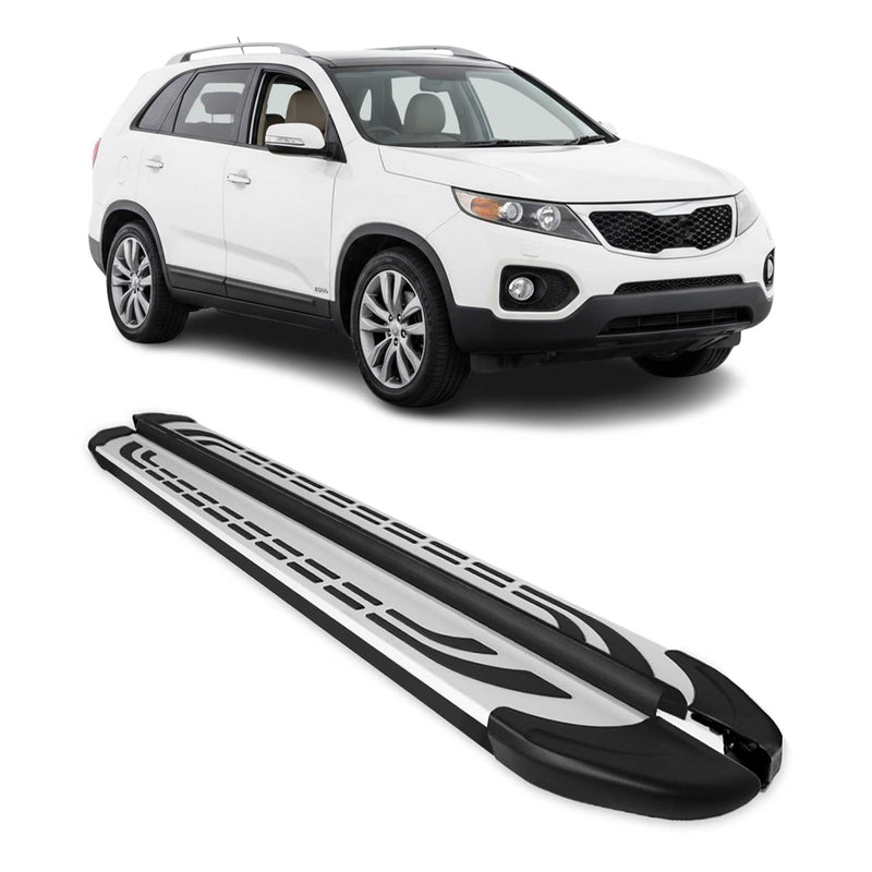 Trittbretter Schweller Seitenbretter für Kia Sorento 2 XM 2009-2013 Alu Schwarz