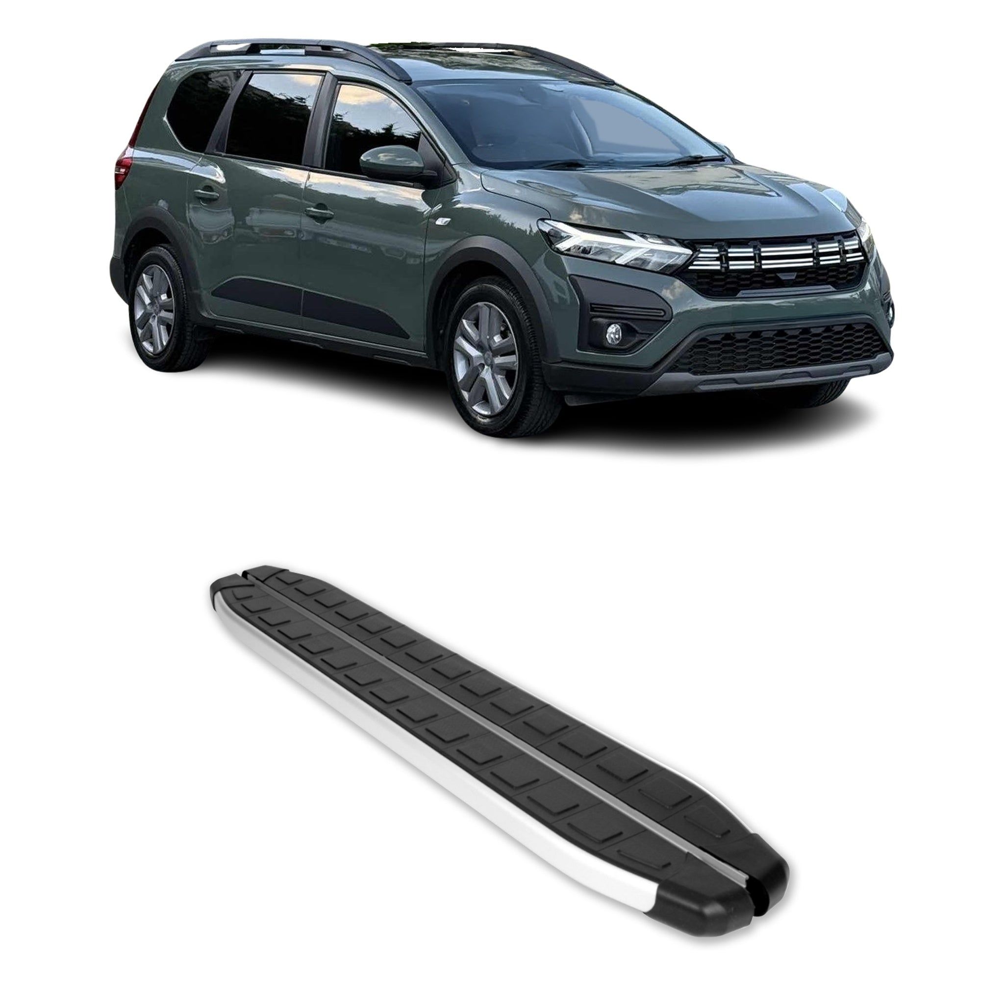 Trittbretter Seitenschweller für Dacia Jogger 2022-2026 Alu Silber Schwarz 2tlg