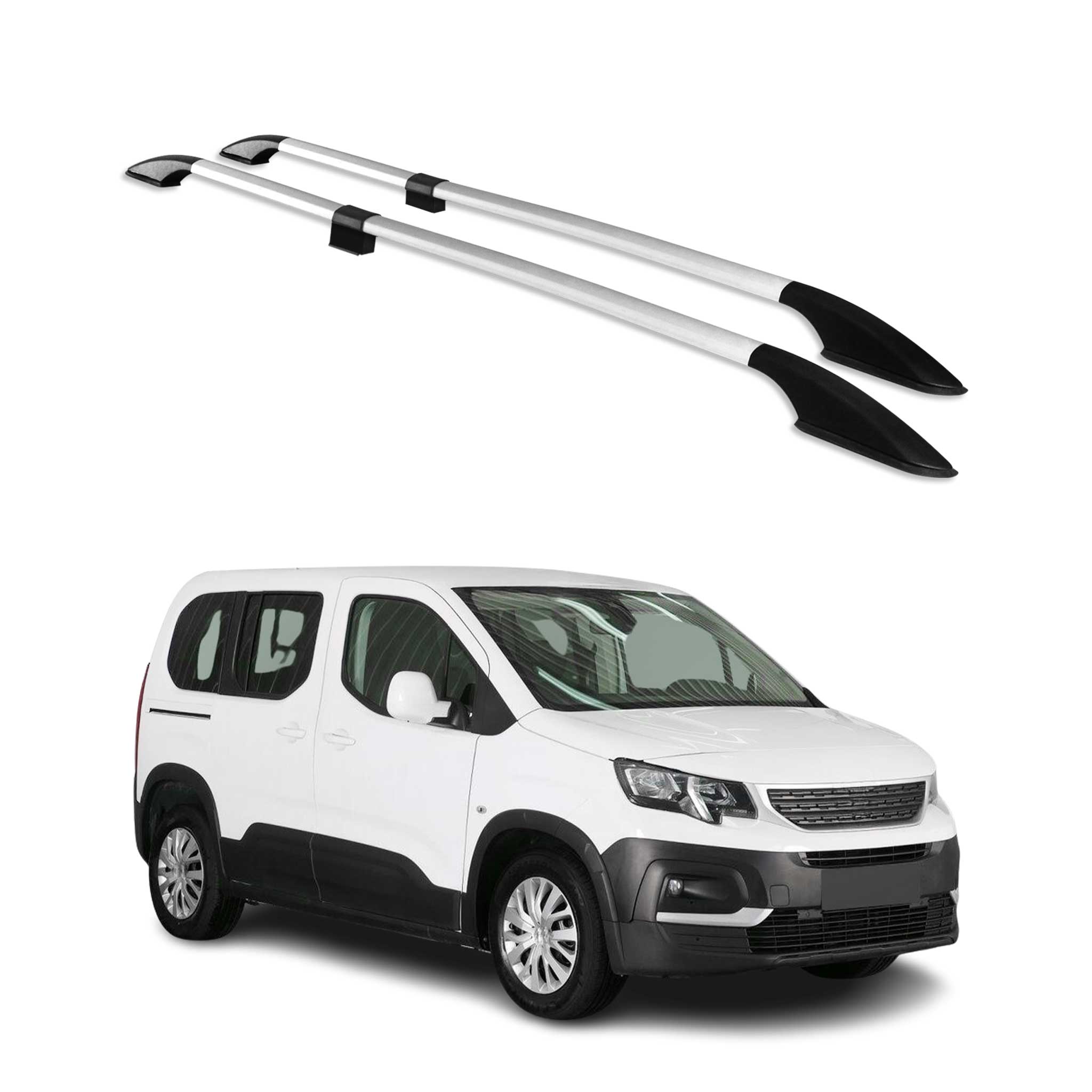 Dachreling Dachgepäckträger für Peugeot Rifter 2018-2026 Kurzer Alu Grau
