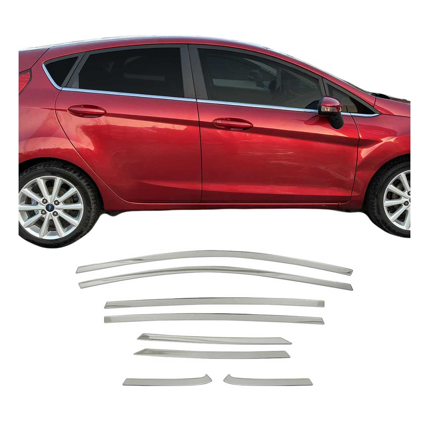 Fensterleisten Zierleisten für Ford Fiesta 2017-2021 Schrägheck Edelstahl 8tlg