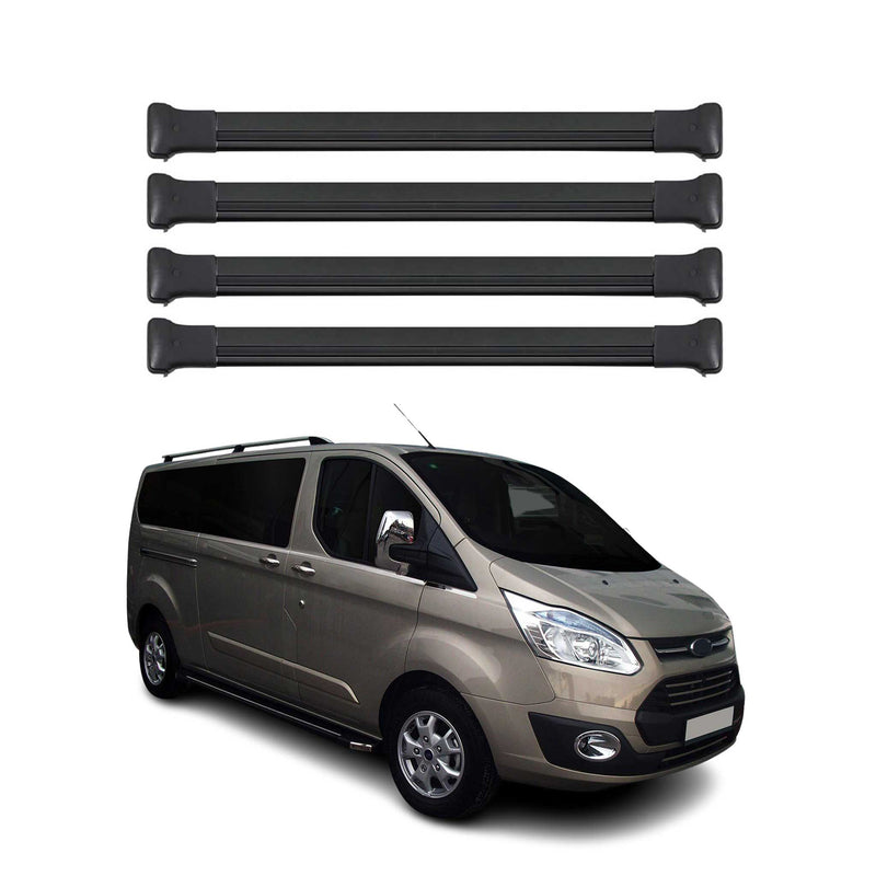 Dachträger für Ford Transit Custom / Tourneo Custom 2012-23 75kg Alu Schwarz 4x