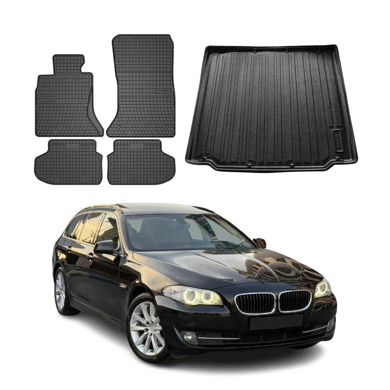 Fußmatten & Kofferraumwanne Set für BMW 5er Touring F11 2009-2017 Gummi 5x