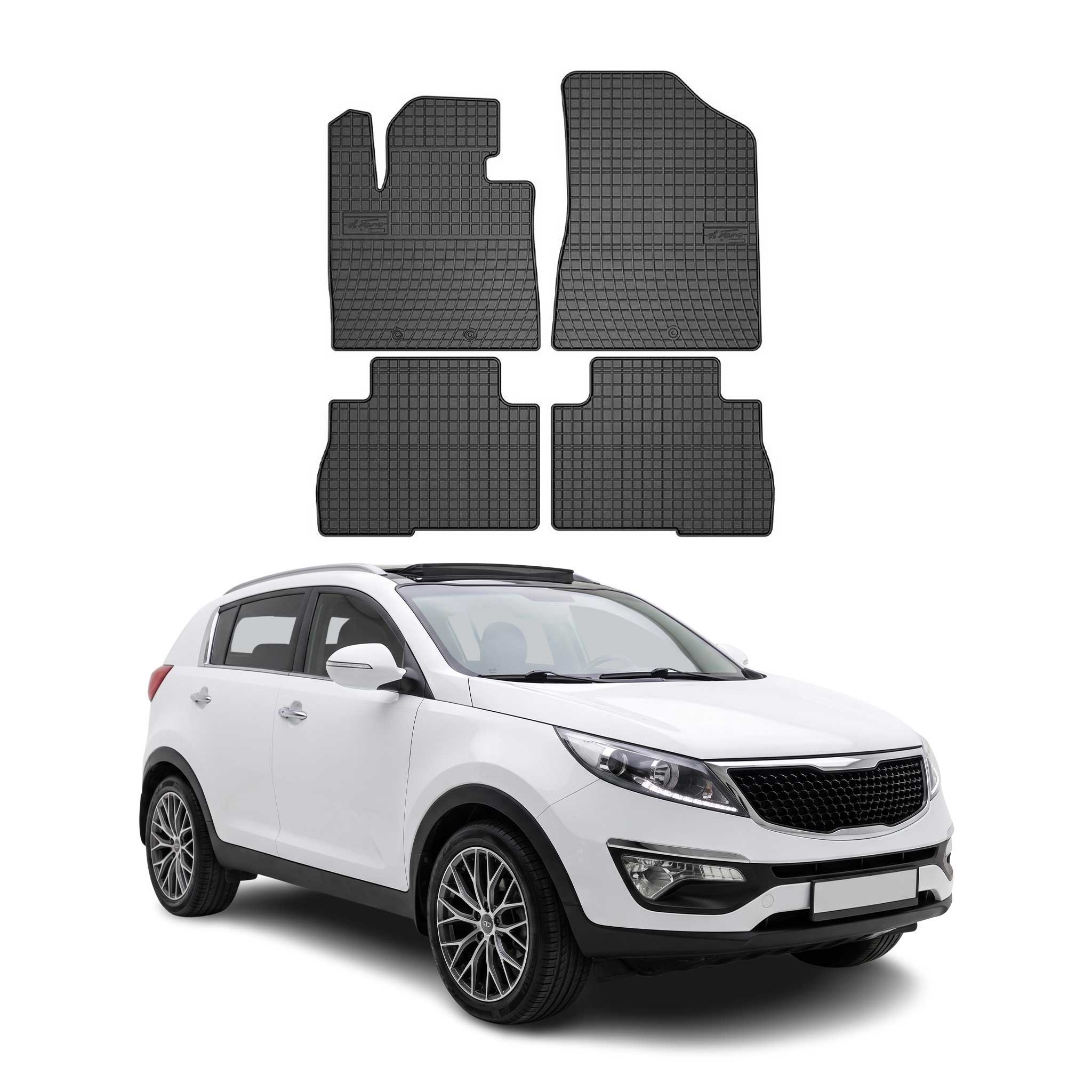 OMAC Gummi Fußmatten für Kia Sorento Lift 2012-2014 Automatten Gummi Schwarz 4x