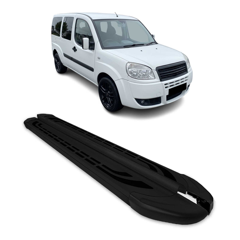 Trittbretter Seitenschweller für Fiat Doblo Maxi 2000-2010 Langer Alu Schwarz