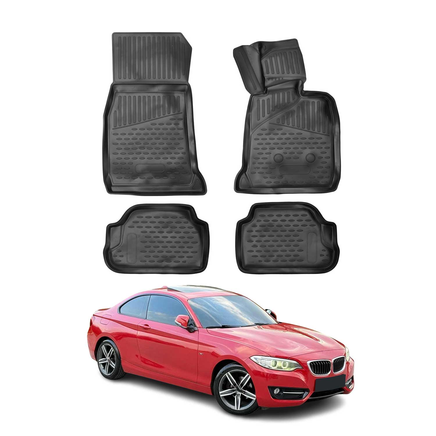 OMAC Gummimatten Fußmatten für BMW 2er 2014-2024 TPE Automatten Schwarz 4x