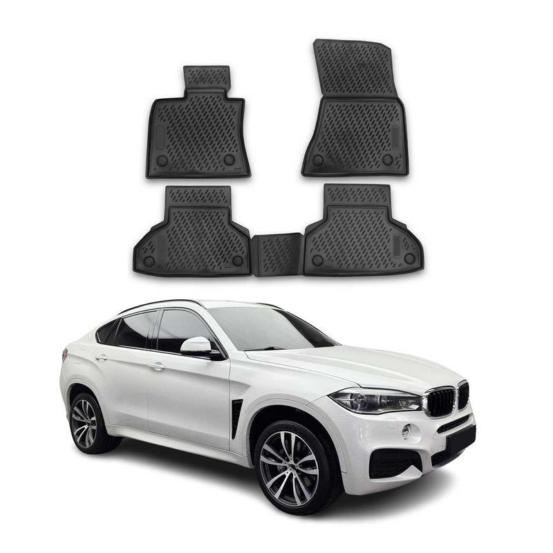 OMAC Gummimatten Fußmatten für BMW X6 F16 F86 2014-2019 Automatten Schwarz 4x