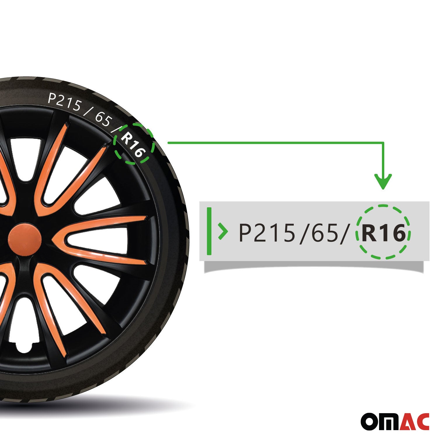 4x Radkappen Radzierblende für 16" Zoll Stahlfelgen Matt Schwarz Orange