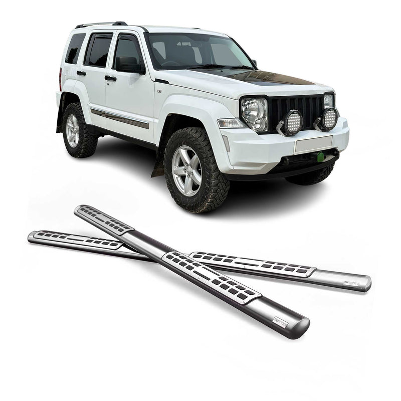 Edelstahl Seitenschweller Schwellerrohre für Jeep Cheeroke 2008-2013 Silber