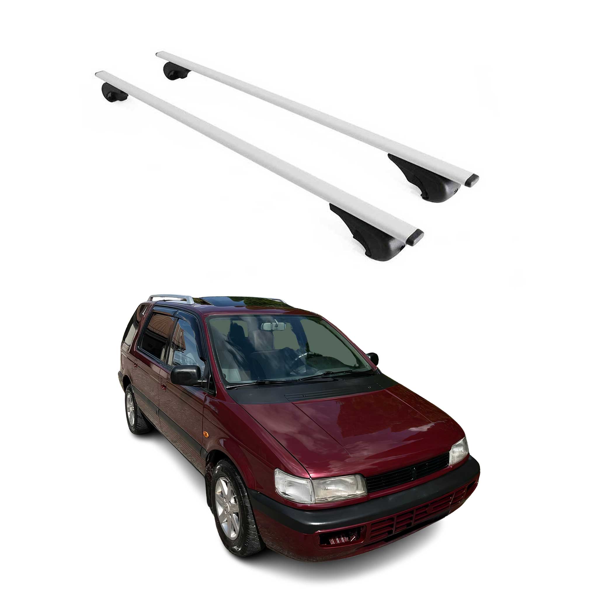 Dachträger Grundtäger für Mitsubishi Space Wagon 1997-2004 75kg Metall Silber 2x