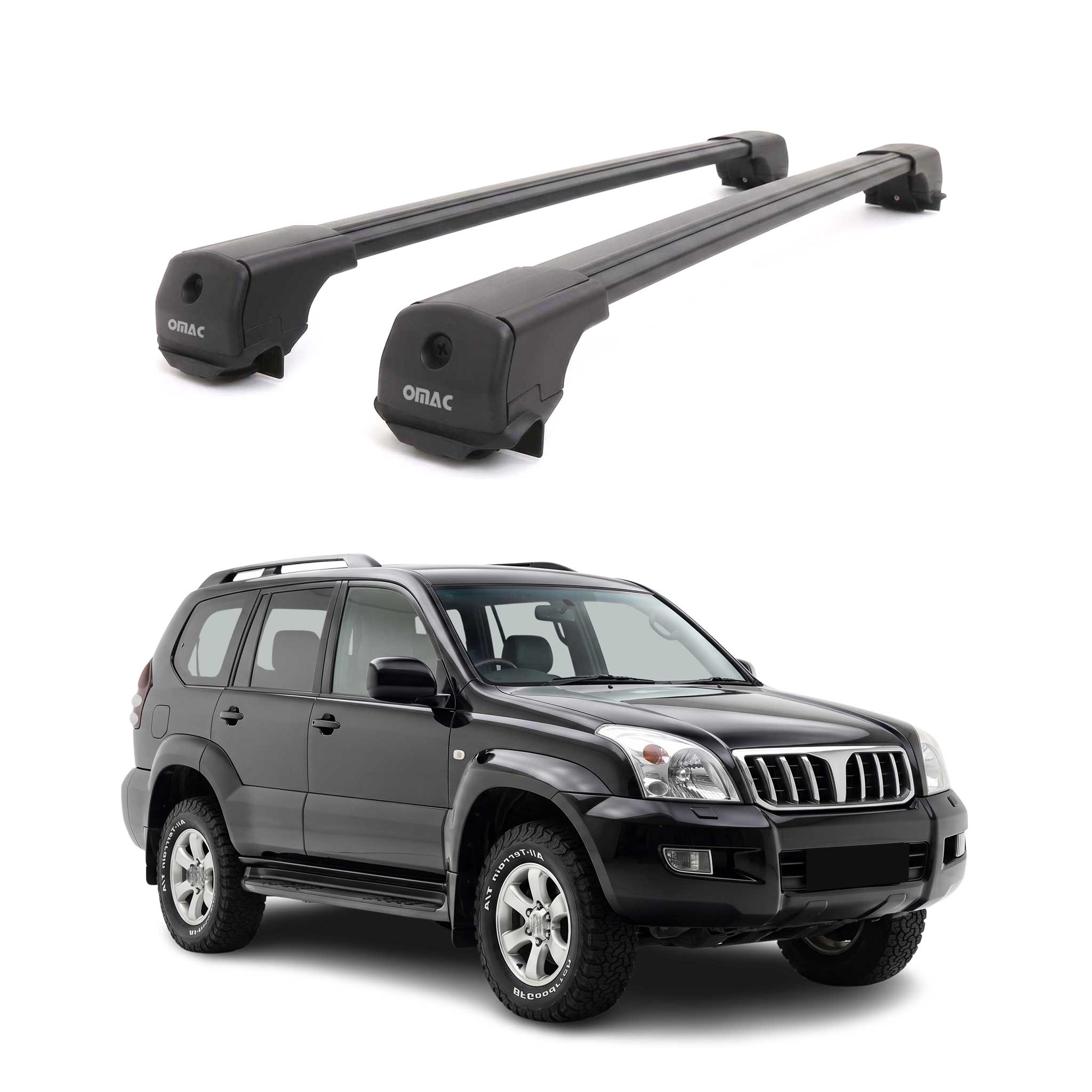 Dachträger für Toyota Land Cruiser Prado J120 2002-2009 Aluminium Schwarz 2tlg