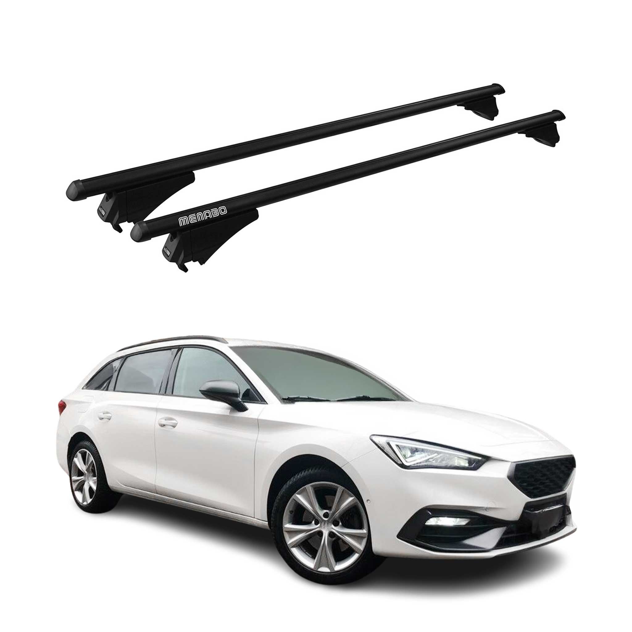 Menabo Dachträger Grundtäger für Seat Leon 2020-2026 75kg Alu Schwarz 2 tlg