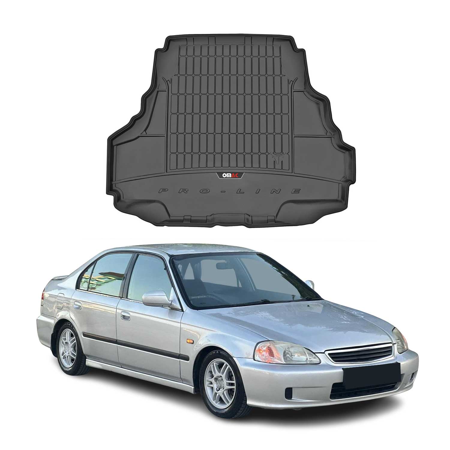OMAC Gummi Kofferraumwanne für Honda Civic Stufenheck 1995-2001 TPE Schwarz