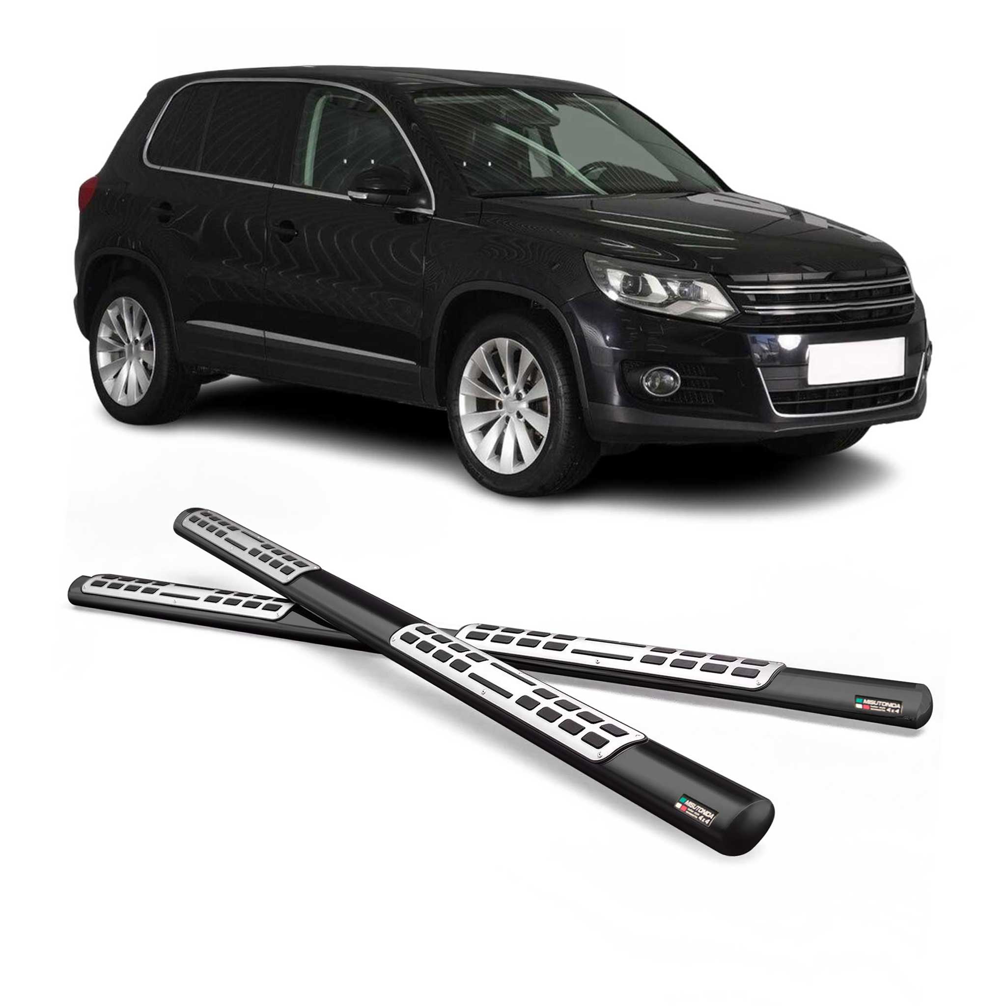 Edelstahl Seitenschweller Schwellerrohre für VW Tiguan 2007-2011 Schwarz
