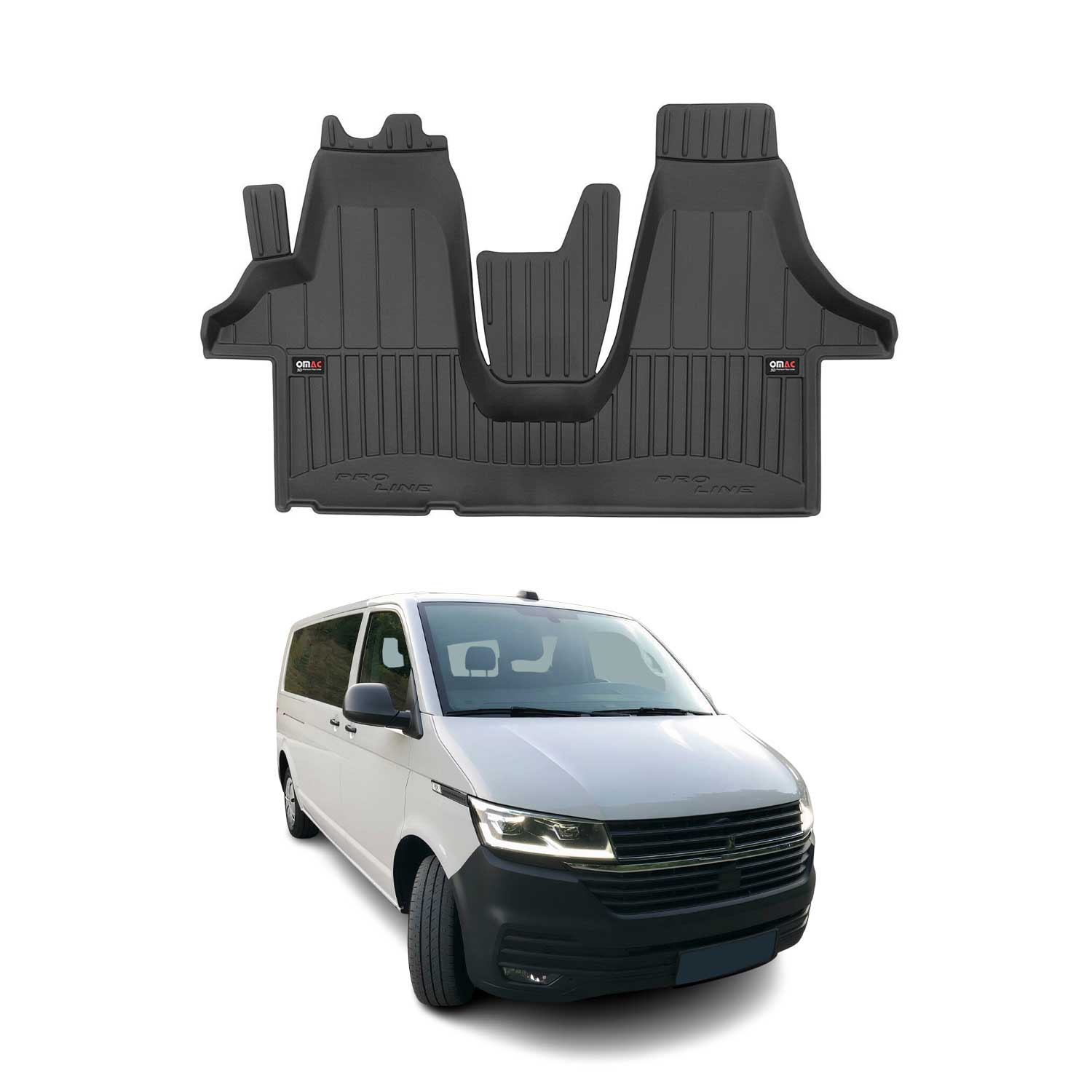 OMAC Gummi Fußmatten für VW T6 T6.1 Transporter 2015-2024 Premium Schwarz 1tlg