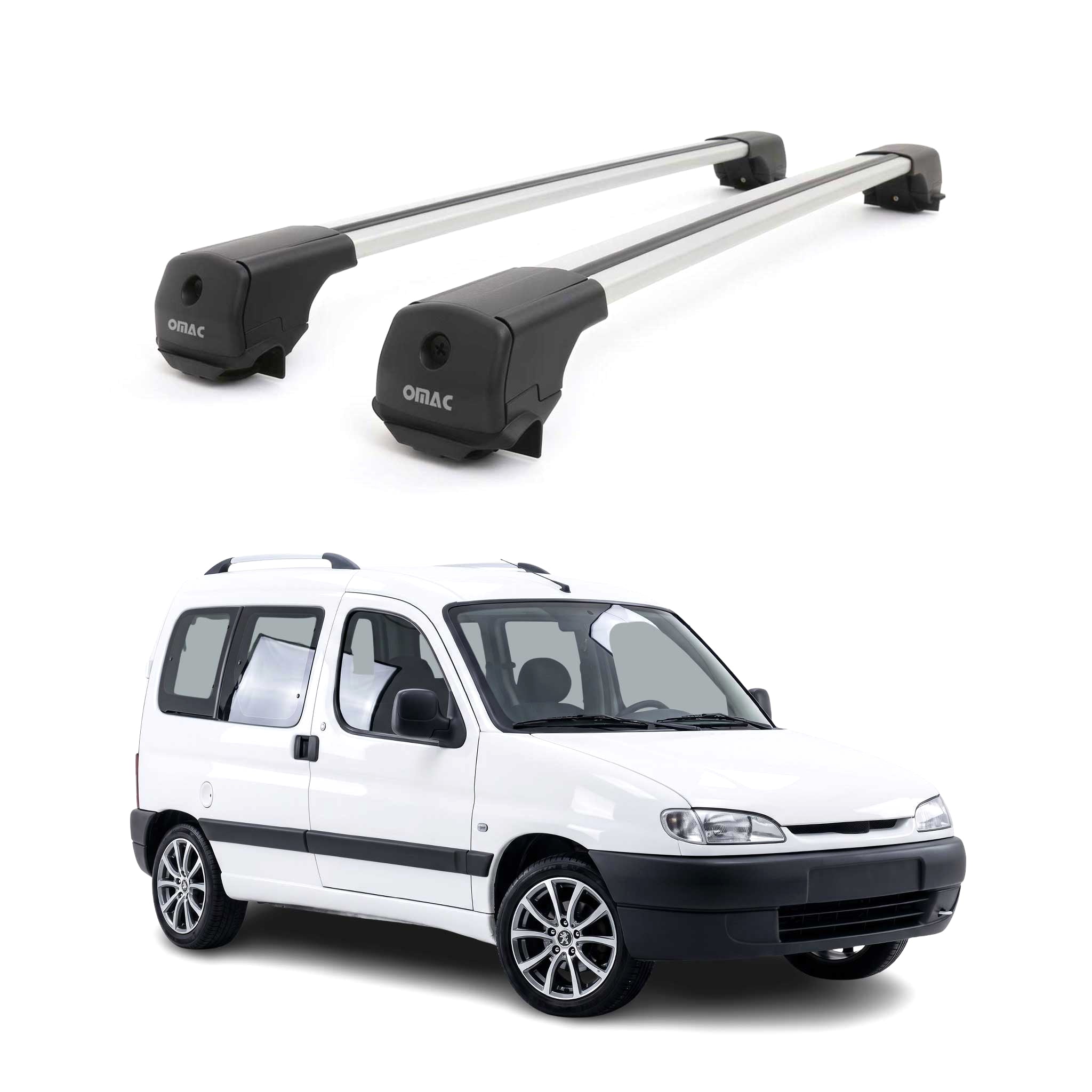 Dachträger Grundträger für Peugeot Partner mk1 1996-2008 Aluminium 75kg Grau 2x