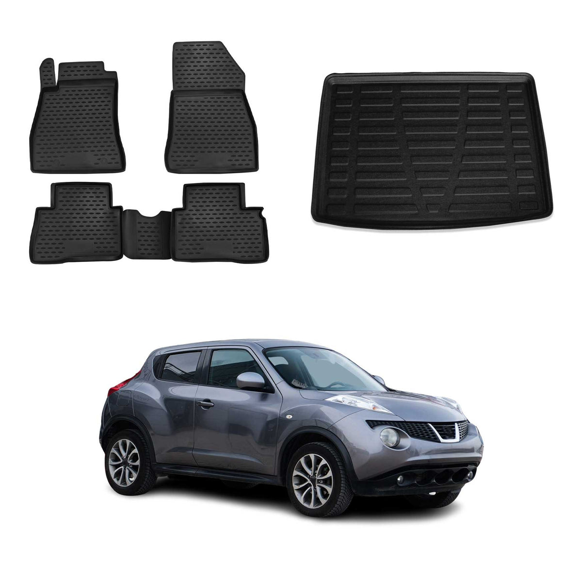 OMAC Fußmatten & Kofferraumwanne Set für Nissan Juke I F15 2010-2019 Untere