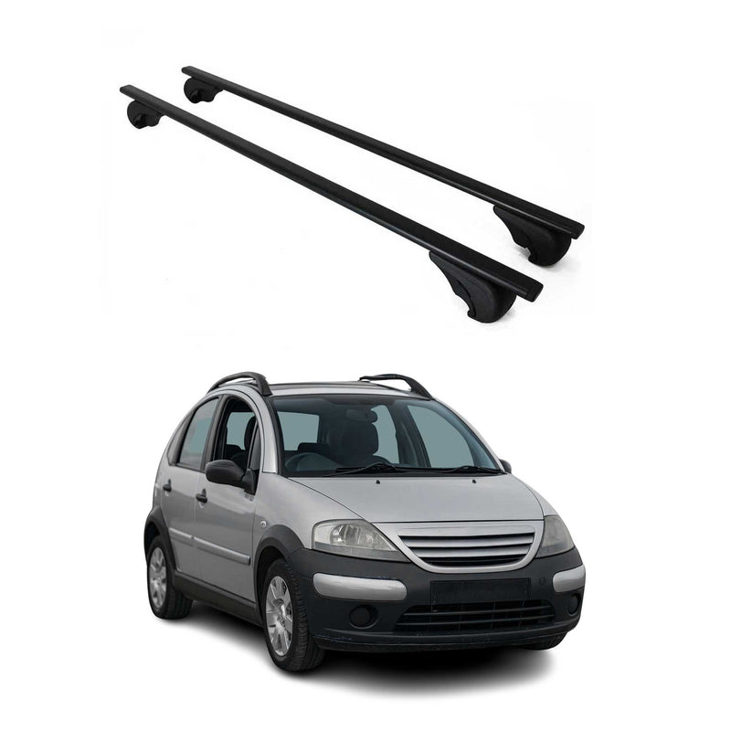 Dachträger Grundtäger für Citroen C3 X-TR 2002-2009 75kg Metall Schwarz 2 tlg