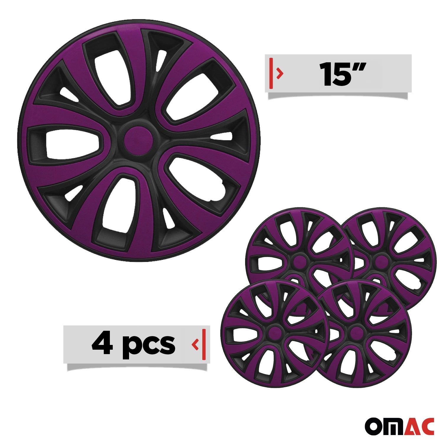 4x Radkappen Radzierblenden Radblenden 15" Zoll Stahlfelgen Lila Matt Schwarz