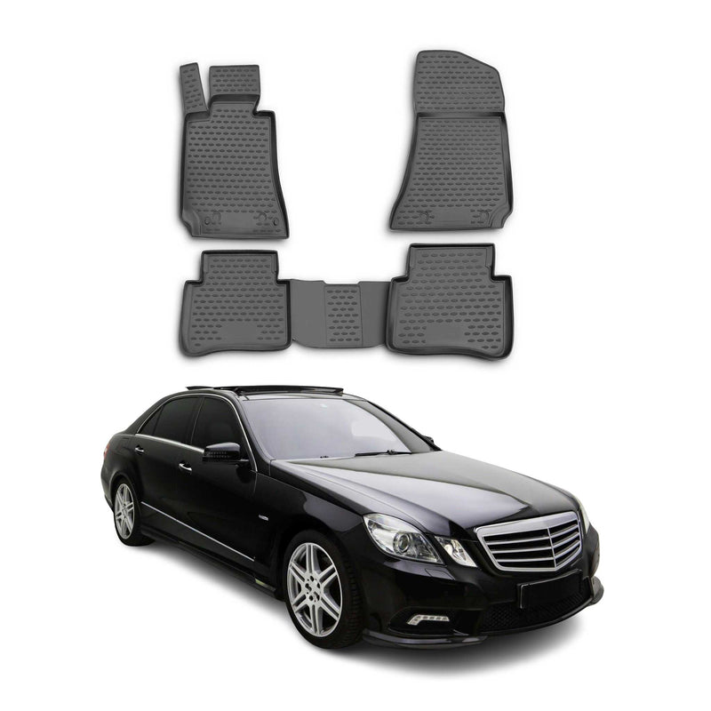 OMAC Gummimatten Fußmatten für Mercedes E Klasse W212 2009-2016 TPE Schwarz 4x