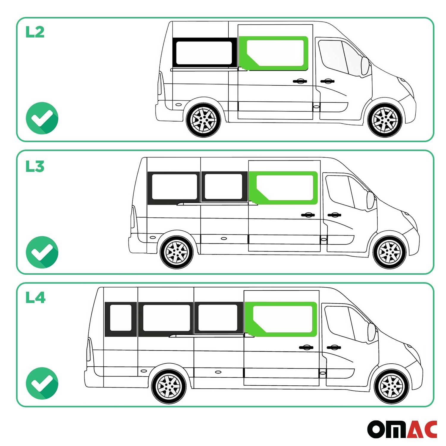 Seitenfenster Auto für Opel Movano 2010–2021 Schiebetür Rechts L2 L3 L4 H2
