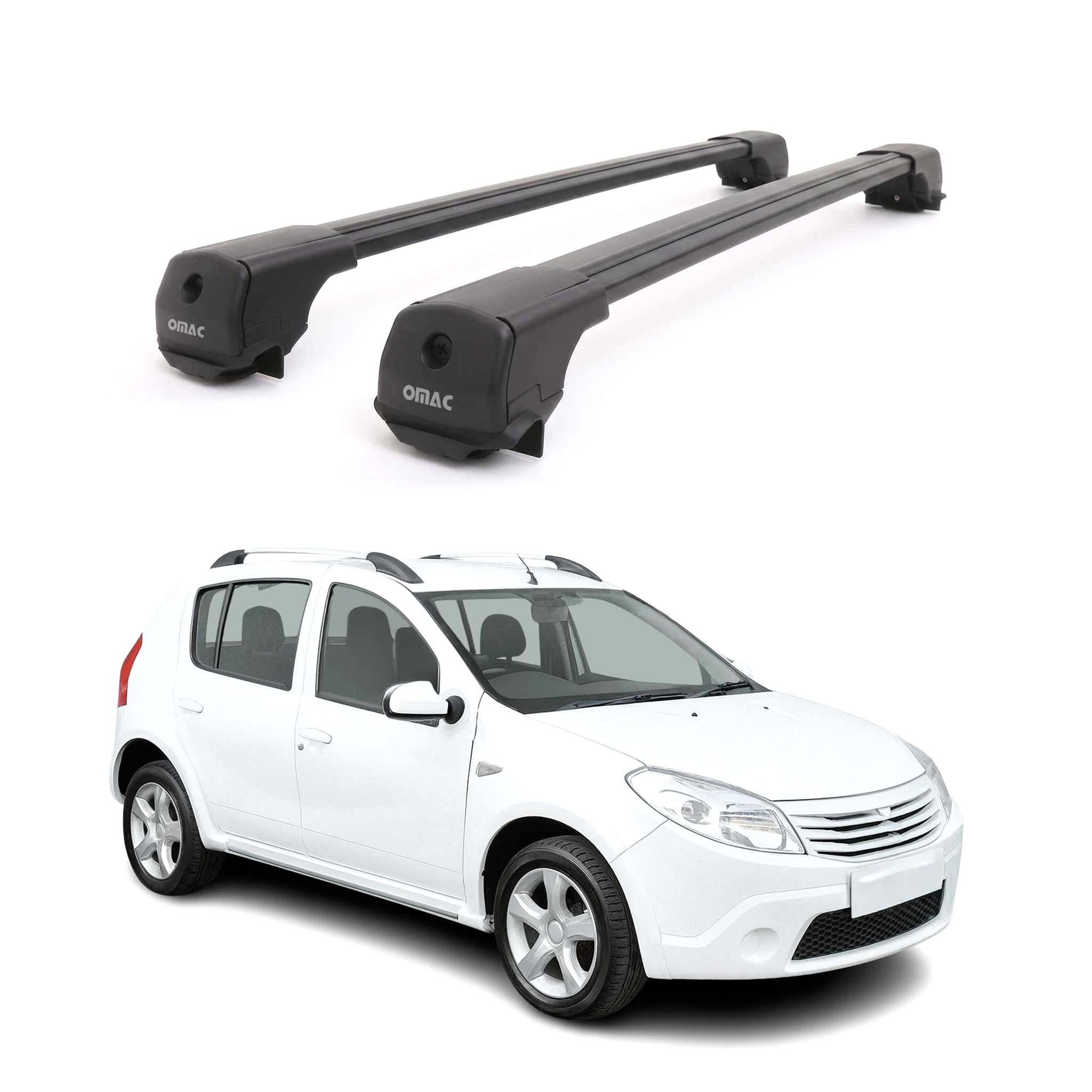 Dachträger Grundträger für Dacia Sandero Stepway 2007-2012 Aluminium Schwarz 2x