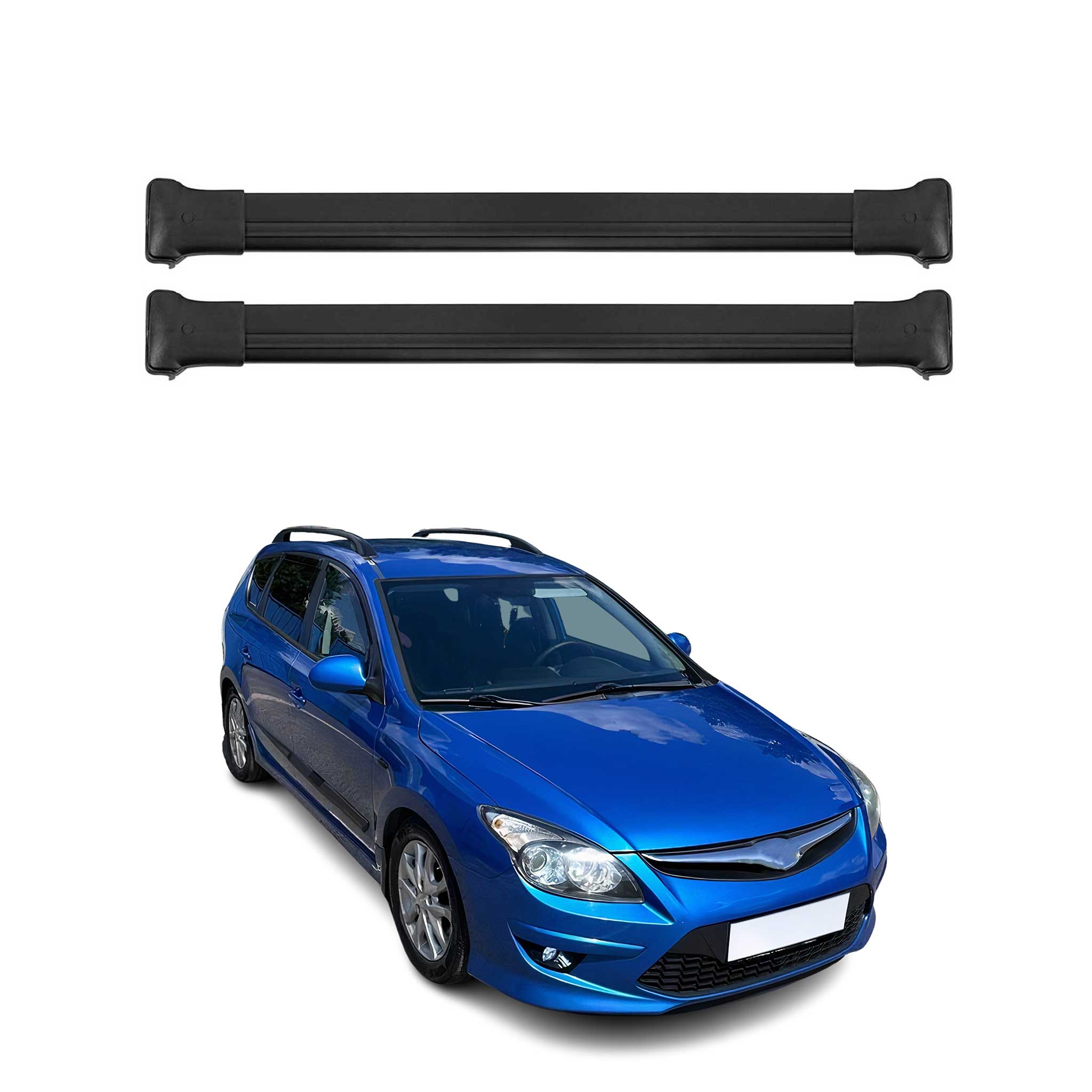 Dachträger Grundtäger für Hyundai i30 2007-2012 75kg Aluminium Schwarz 2 tlg