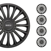 Radkappen Radzierblenden Sparco Treviso 16" Zoll Auto Abdeckung Set Schwarz 4x