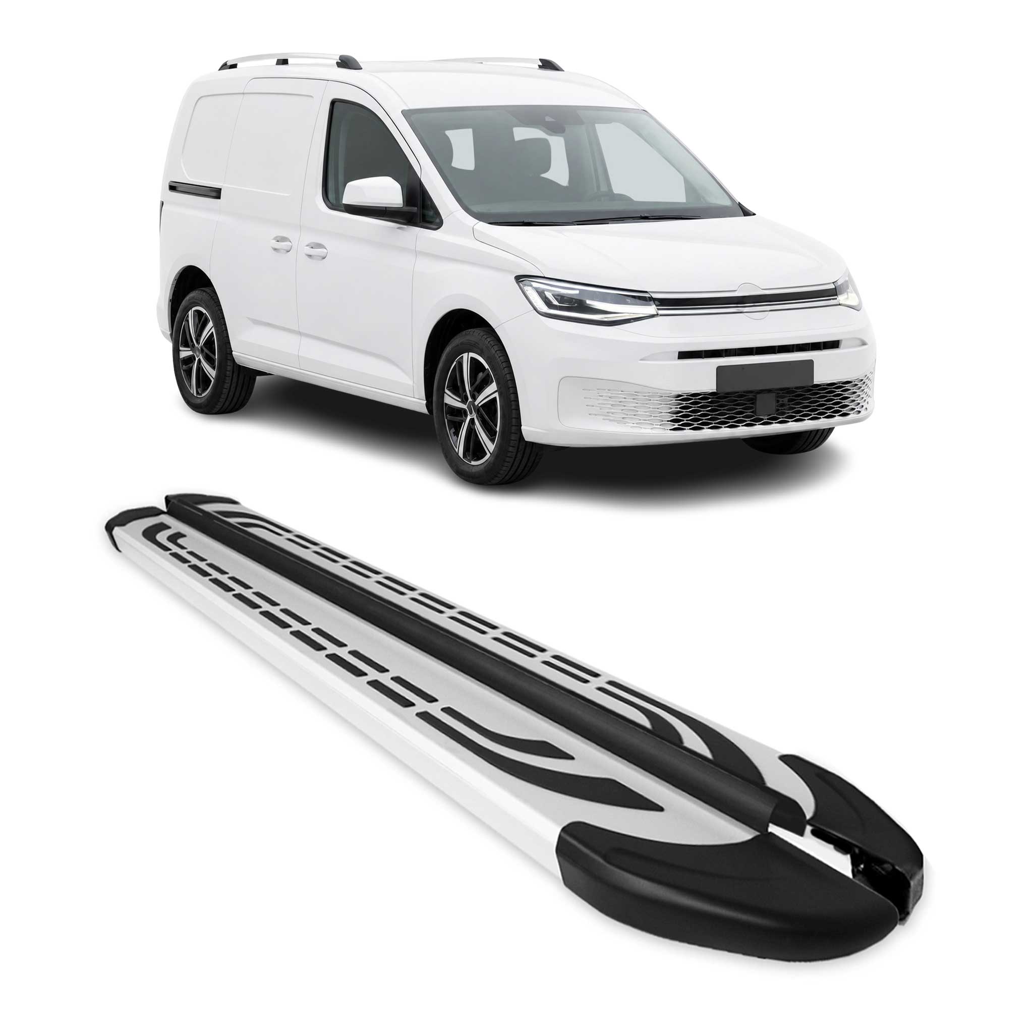 Trittbretter Seitenschweller Seitenbretter für VW Caddy Maxi 2020-26 L2 Alu Grau