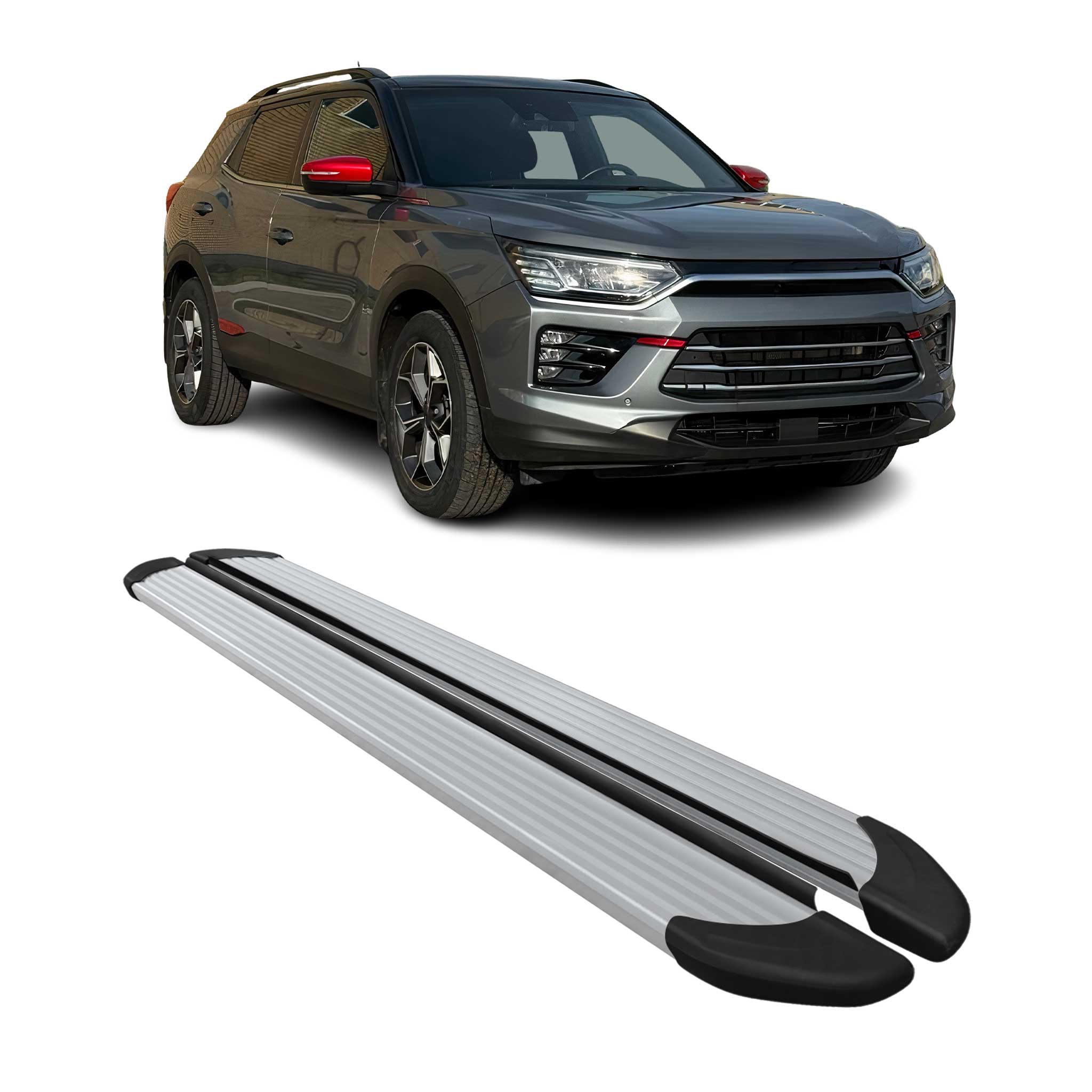 Seitenschweller Trittbretter Schweller für SsangYong Korando 2019-2026 Alu Siber