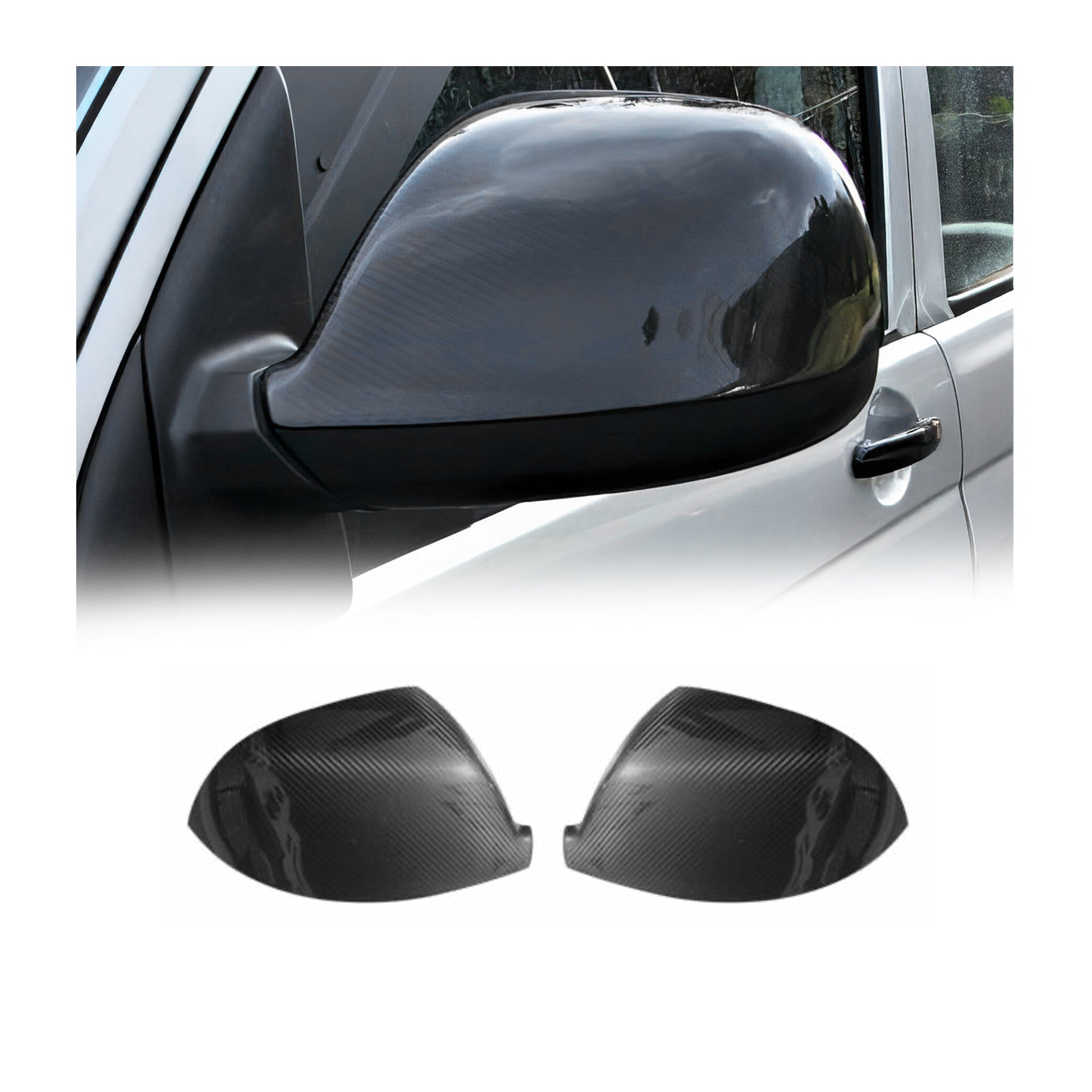 Spiegelkappen Spiegelabdeckung für VW Amarok 2010-2021 Echt Carbon Schwarz 2x
