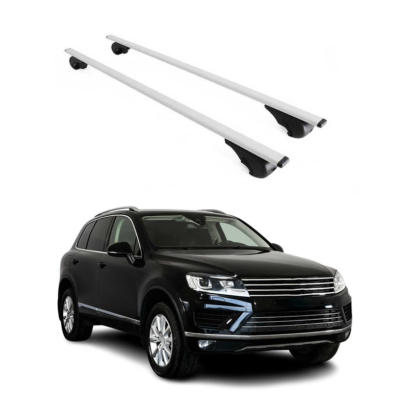 Dachträger Grundtäger für VW Touareg mk2 2010-2018 75kg Metall Silber 2 tlg