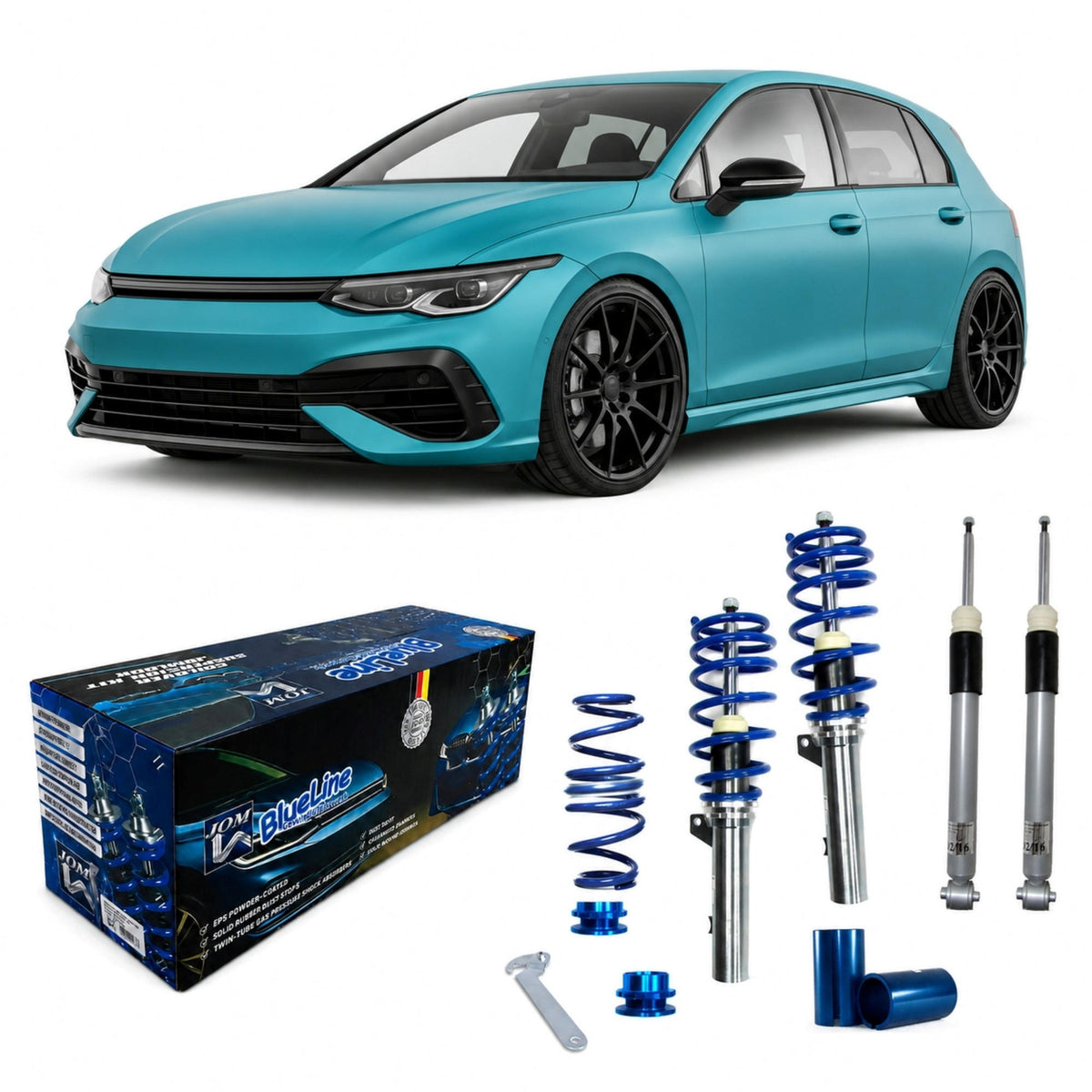 JOM BlueLine Gewindefahrwerk für VW Golf 8 2019- HA Mehrlenker 1035kg