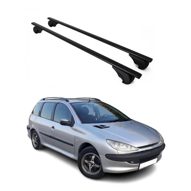 Dachträger Grundtäger für Peugeot 206 Kombi 2001-2009 75kg Metall Schwarz 2 tlg