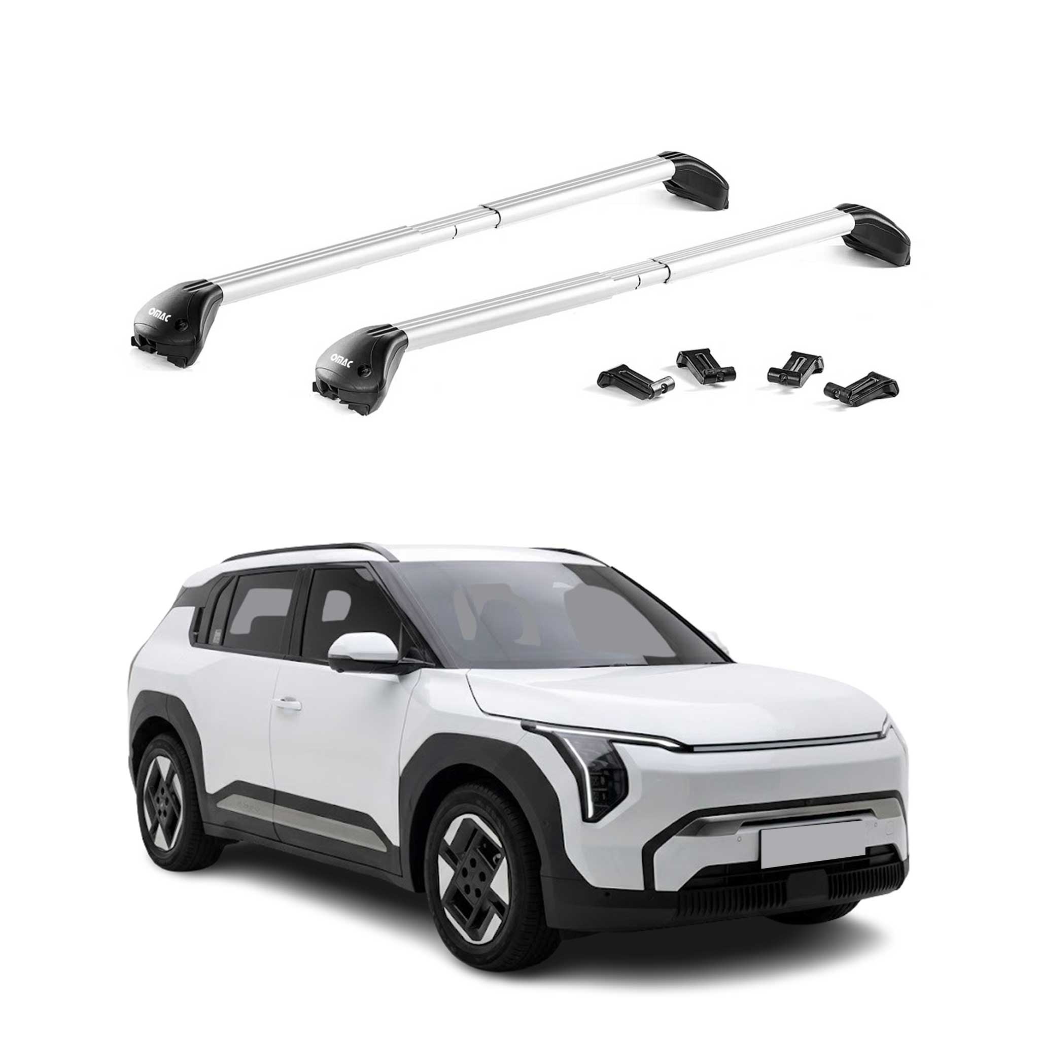 Dachträger Grundtäger für Kia EV3 2024-2026 100kg Aluminium Silber 2 tlg ABE