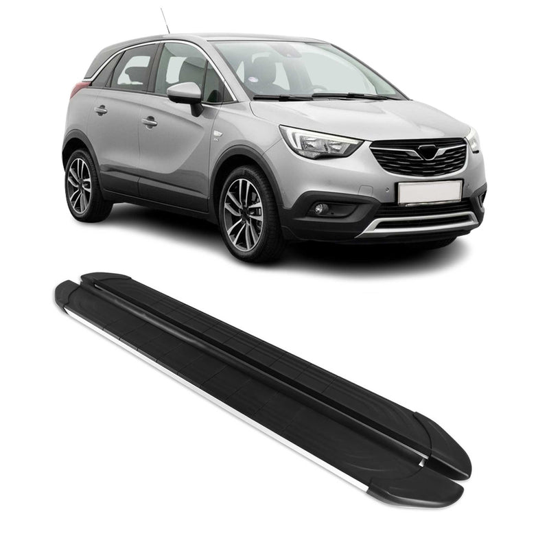 Trittbretter Seitenschweller für Opel Crossland X 2017-2025 Alu Schwarz Grau
