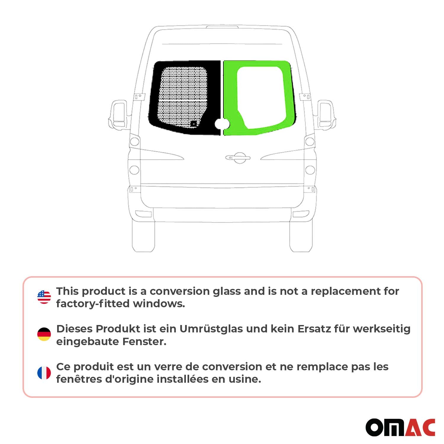 Heckscheibe Sicherheitsglas für VW Crafter 2006-2017 Auto Rechts L1 L2 L3 L4