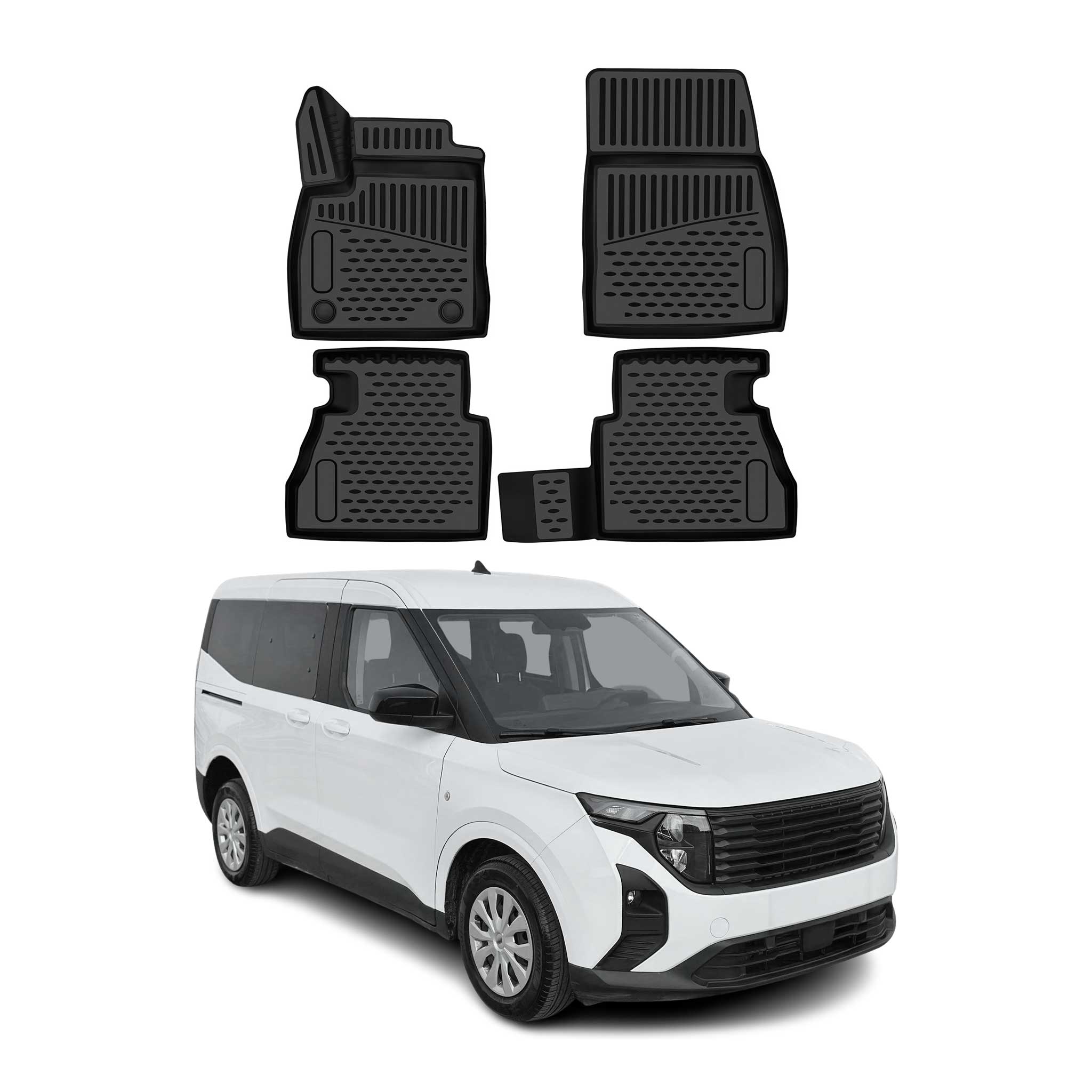 OMAC Gummimatten Fußmatten für Ford Tourneo Courier II 2023-26 TPE Schwarz 4tlg