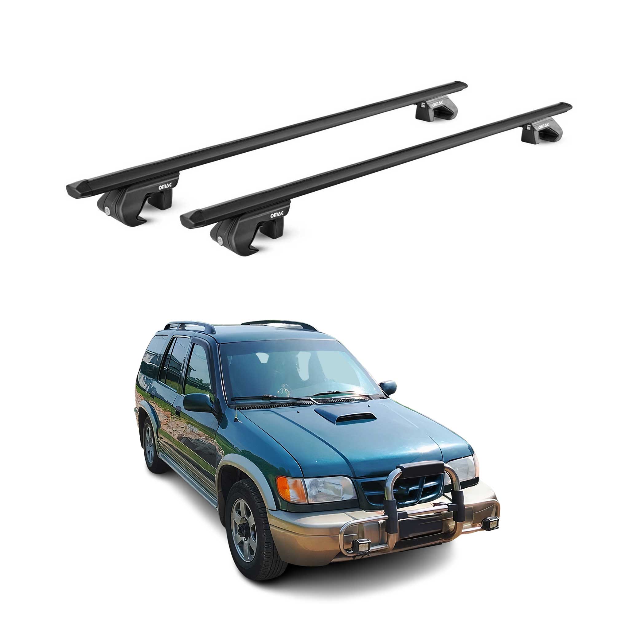 Dachträger Grundtäger für Kia Sportage JA 1993-2004 90kg Alu Schwarz 2 tlg ABE