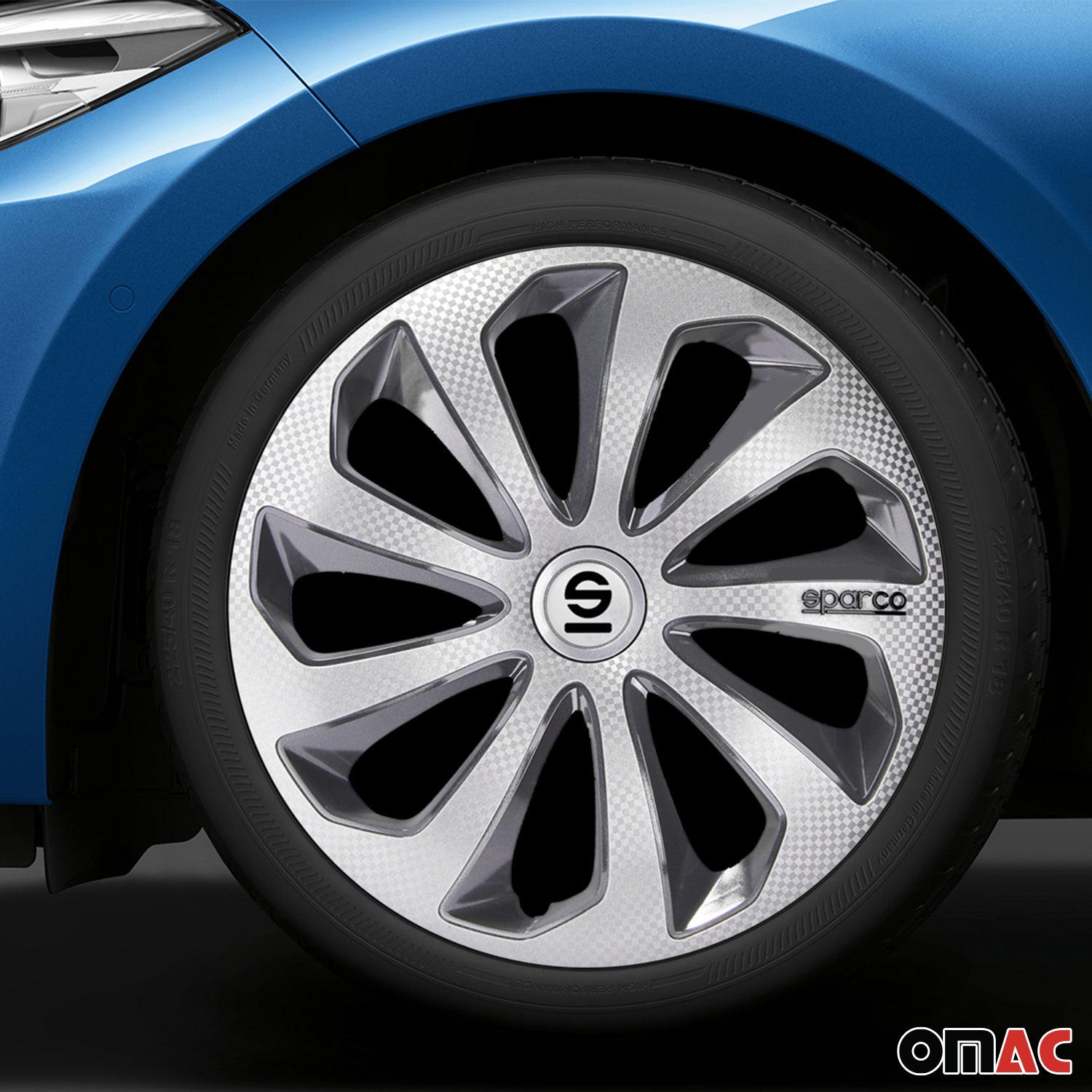 Radkappen Radzierblenden Sparco Sicilia 16" Zoll Abdeckung Silber Carbon Grau 4x