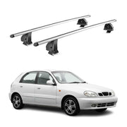 Alu Dachträger für Daewoo Lanos Schrägheck 1997-2002 TÜV T-Nut 75 kg 2tlg Silber