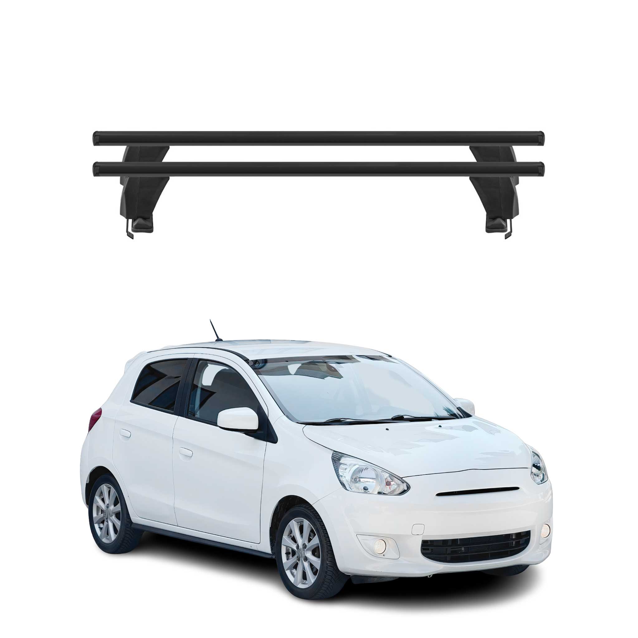 Menabo Dachträger für Mitsubishi Space Star mk2 2013-2016 Pre-FL 50kg Schwarz 2x