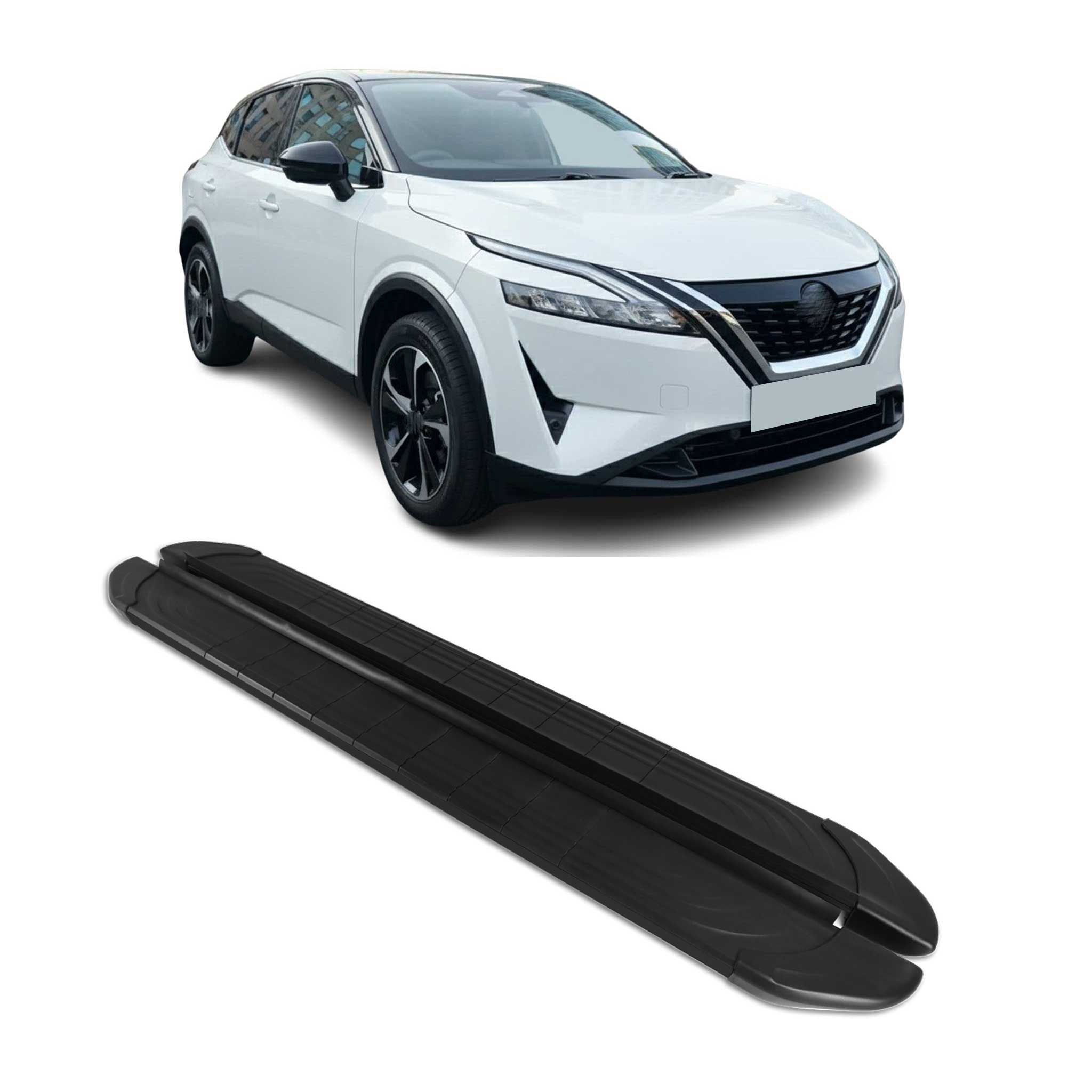 Trittbretter Seitenschweller für Nissan Qashqai 2021-2026 Aluminium Schwarz 2tlg