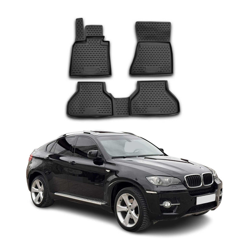OMAC Gummimatten Fußmatten für BMW X6 E71 E72 2007-2014 TPE Automatte Schwarz 4x