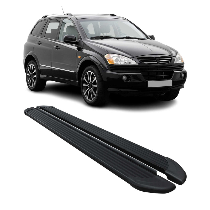 Seitenschweller Trittbretter Schweller für Ssangyong Kyron 2005-2014 Alu Schwarz