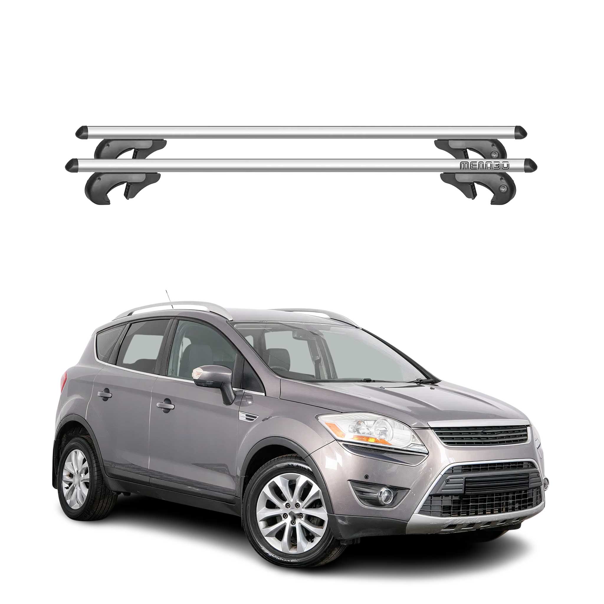 Menabo Dachträger Grundtäger für Ford Kuga I 2008-2012 90kg Alu Silber 2 tlg