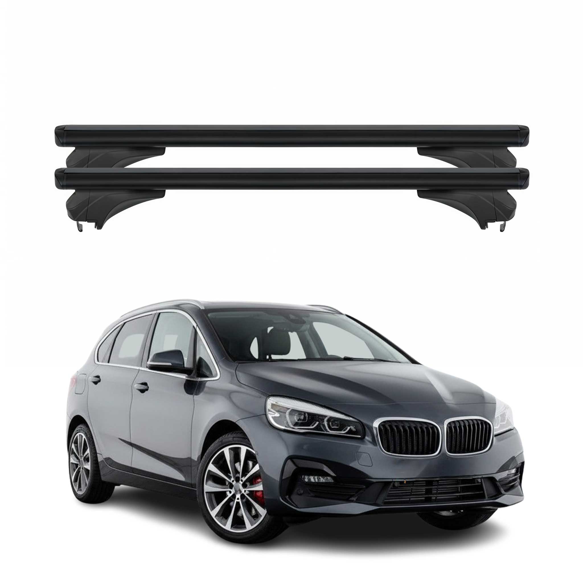 Menabo Dachträger für BMW 2er F45 Active Tourer 2014-2021 Aluminium Schwarz 2tlg